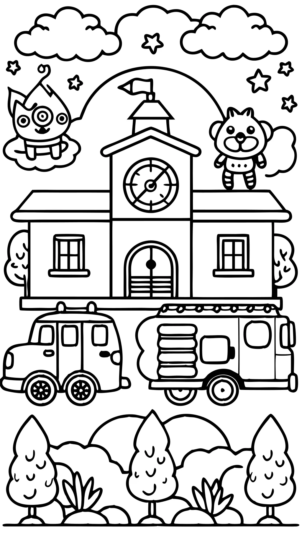 coloring page fire station